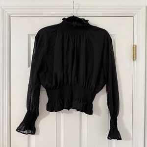 Women’s Mesh Polka Dot Long Sleeve Top